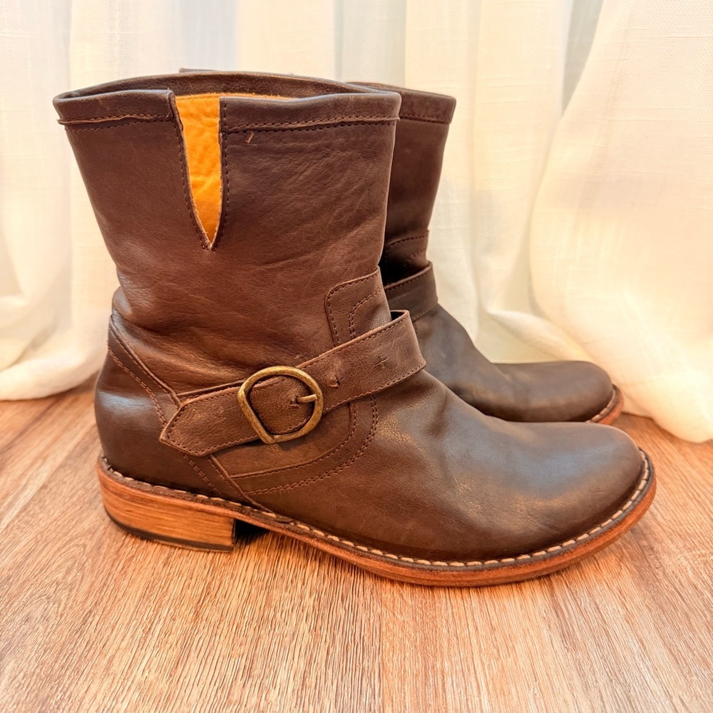 Fiorentini + Baker Eli Eternity Biker Brown Leather Boots Size 38 US 7.5 Biker